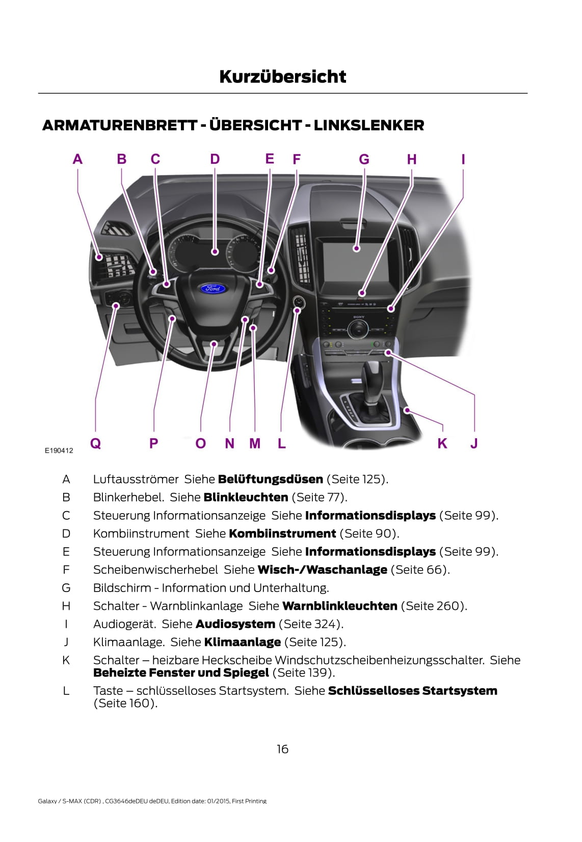 2015-2016 Ford Galaxy/S-Max Owner's Manual | German