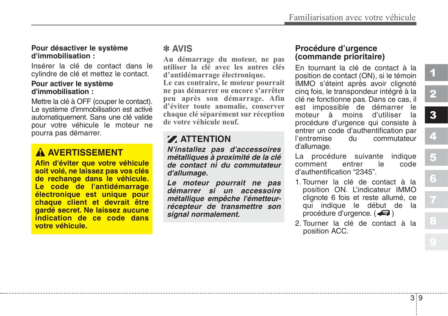 2008 Kia Sportage Owner's Manual | French