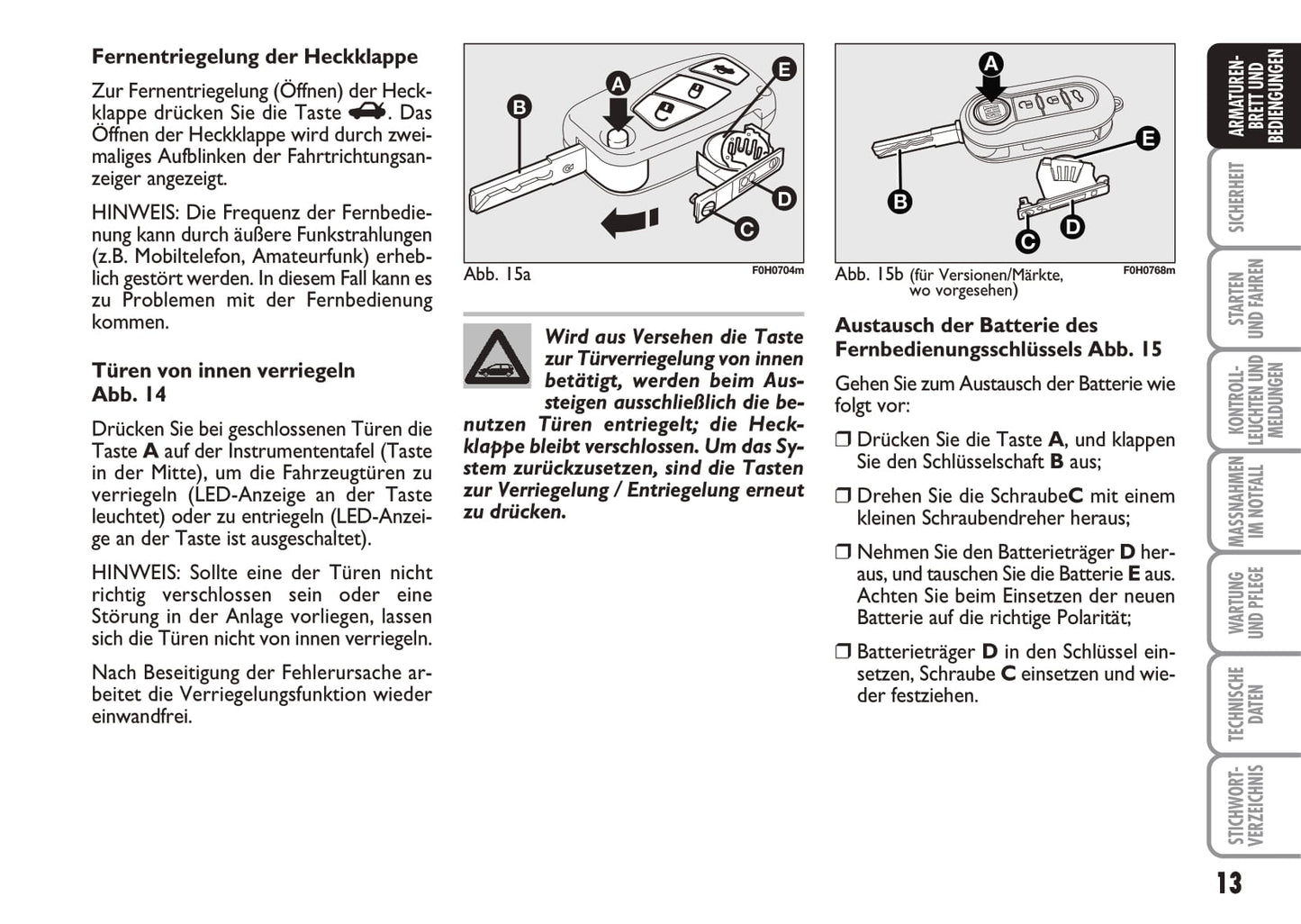 2010-2011 Fiat Idea Owner's Manual | German