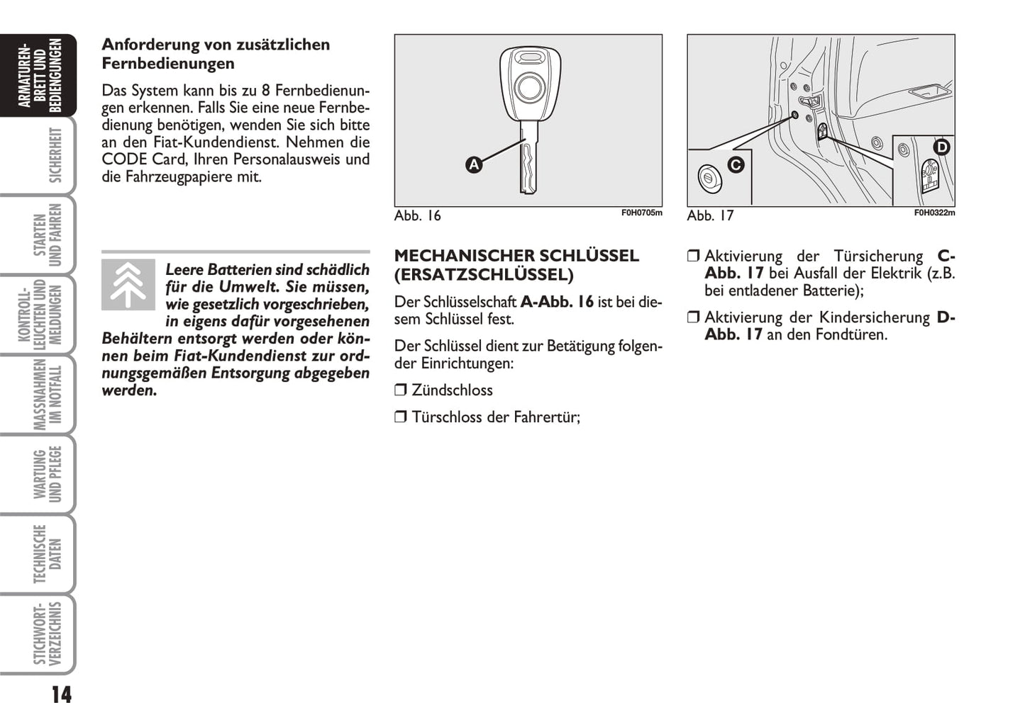 2010-2011 Fiat Idea Owner's Manual | German