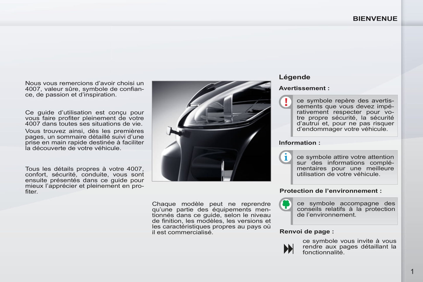 2011-2012 Peugeot 4007 Manuel du propriétaire | Français