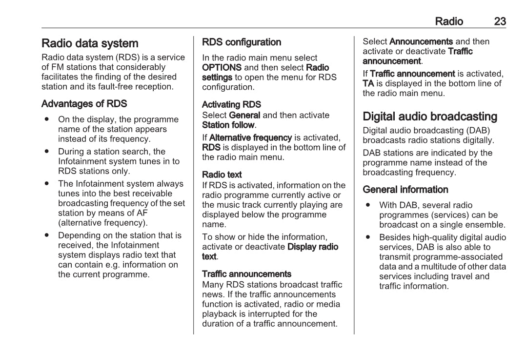 Opel Grandland X Owner's Infotainment Manual 2017 - 2021