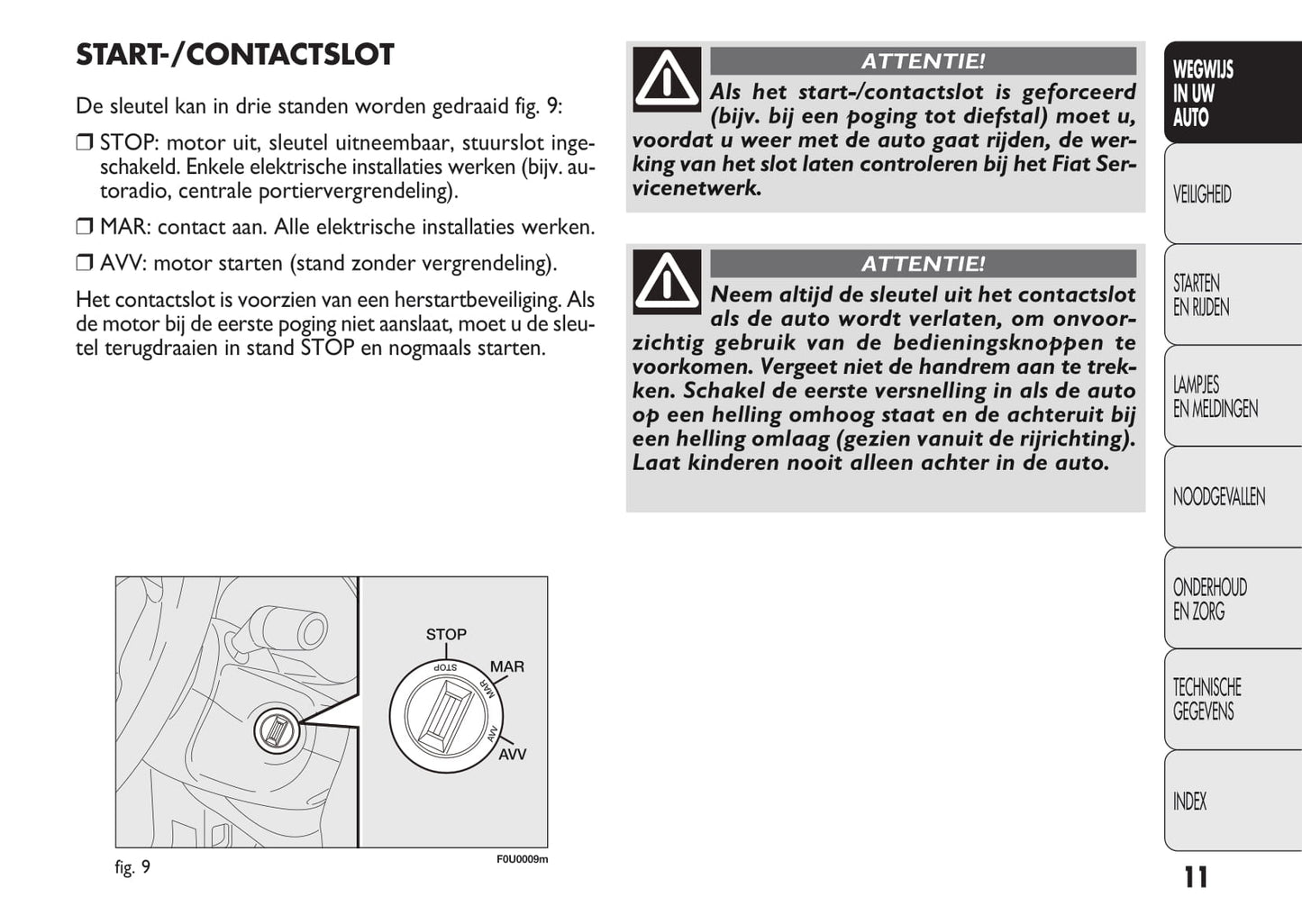 2010-2011 Fiat Punto/Punto Evo Owner's Manual | Dutch