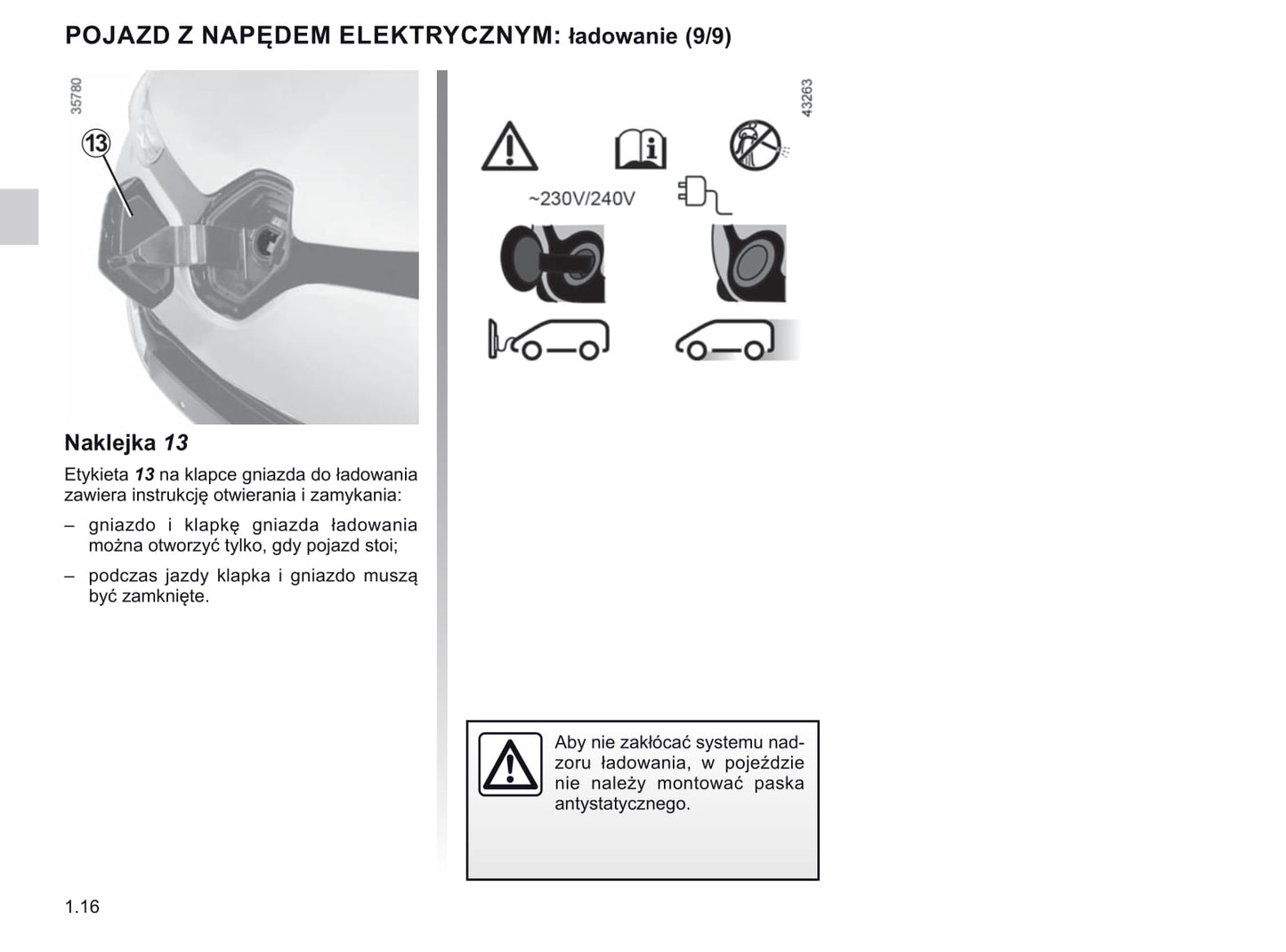 2018-2019 Renault Zoe Owner's Manual | Polish