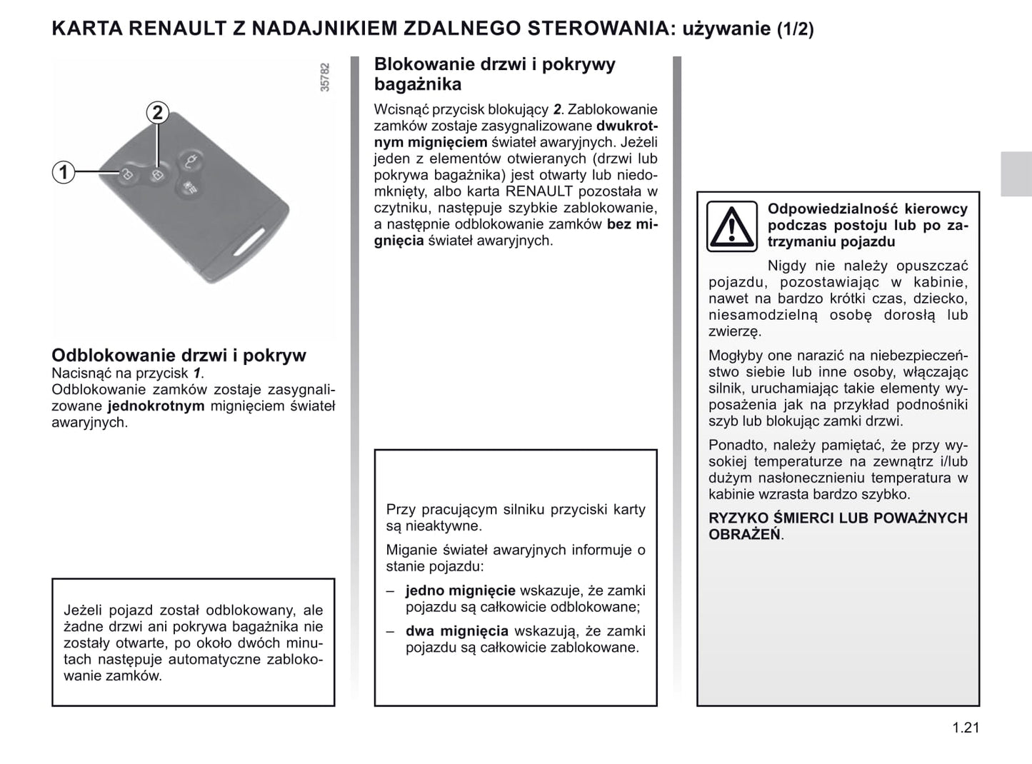 2018-2019 Renault Zoe Owner's Manual | Polish