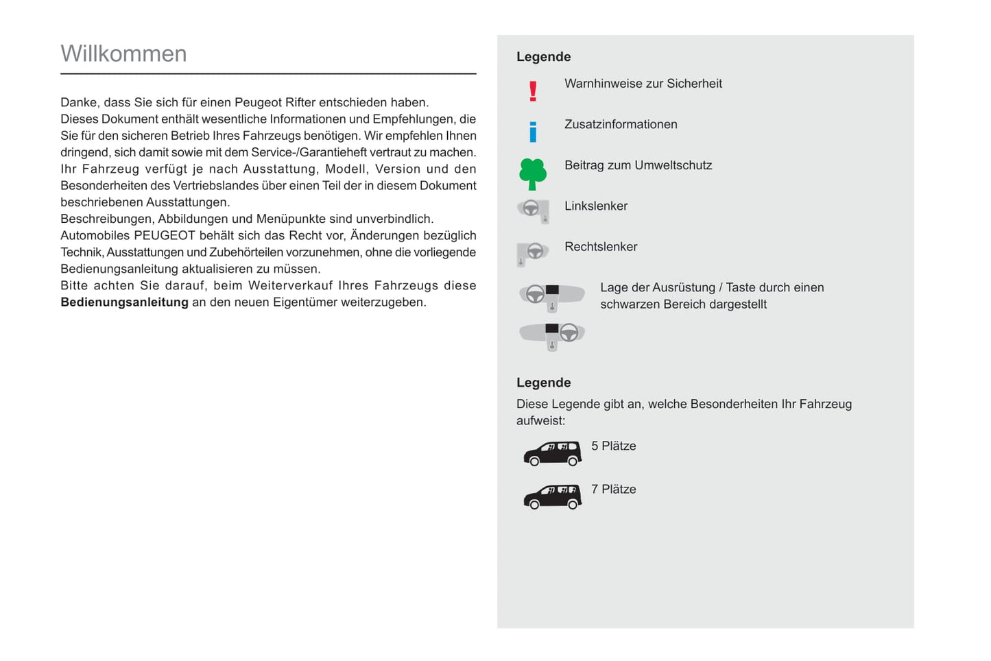 2019-2022 Peugeot Rifter Owner's Manual | German