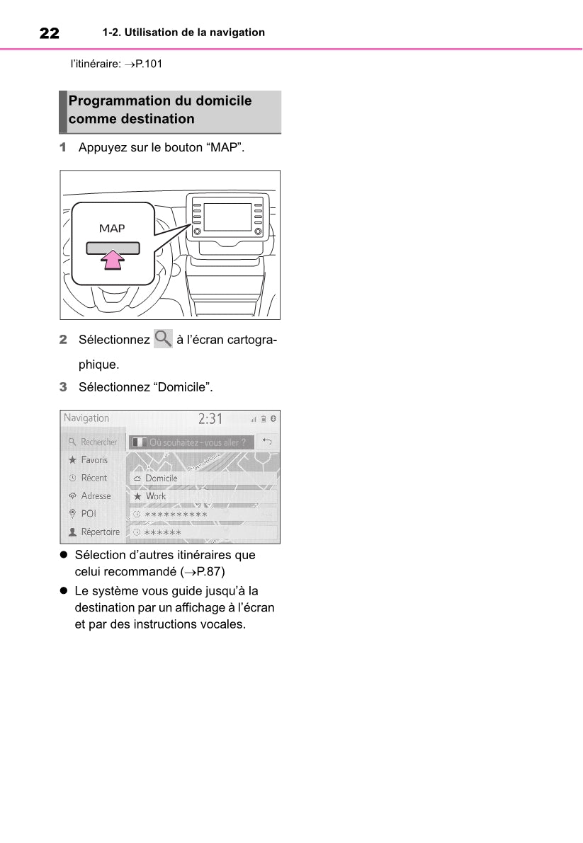 Toyota Yaris Cross Navigation / Multimedia Guide d'utilisation 2021 - 2023