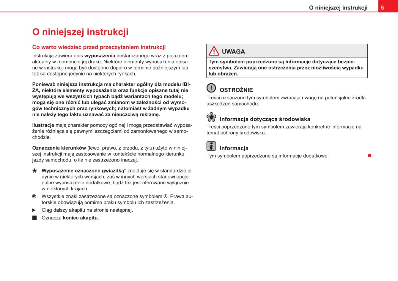 2012-2015 Seat Ibiza Owner's Manual | Polish