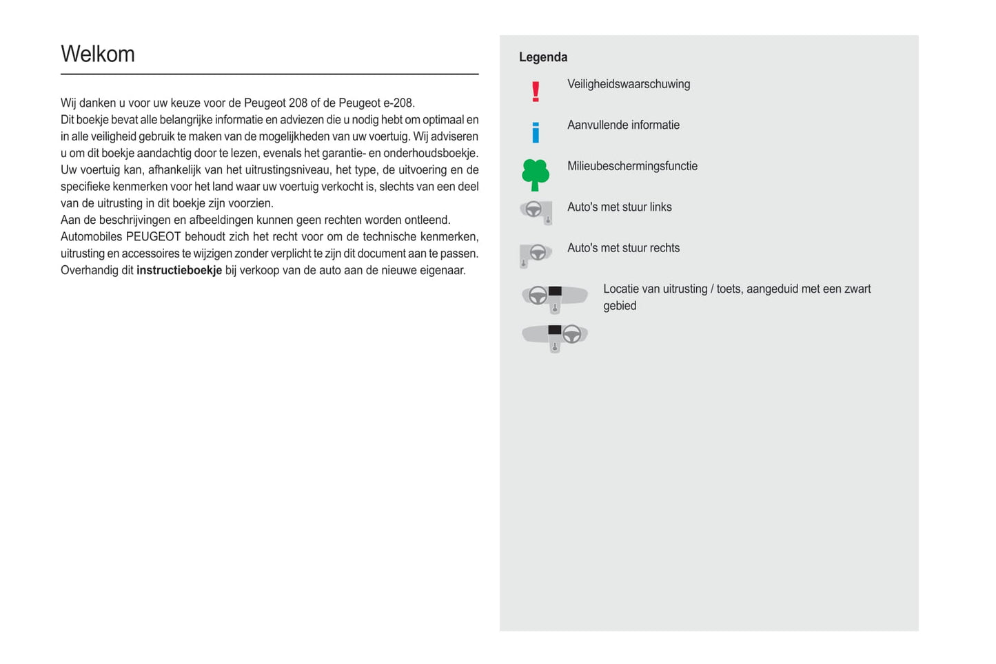 2020-2023 Peugeot 208/e-208 Owner's Manual | Dutch