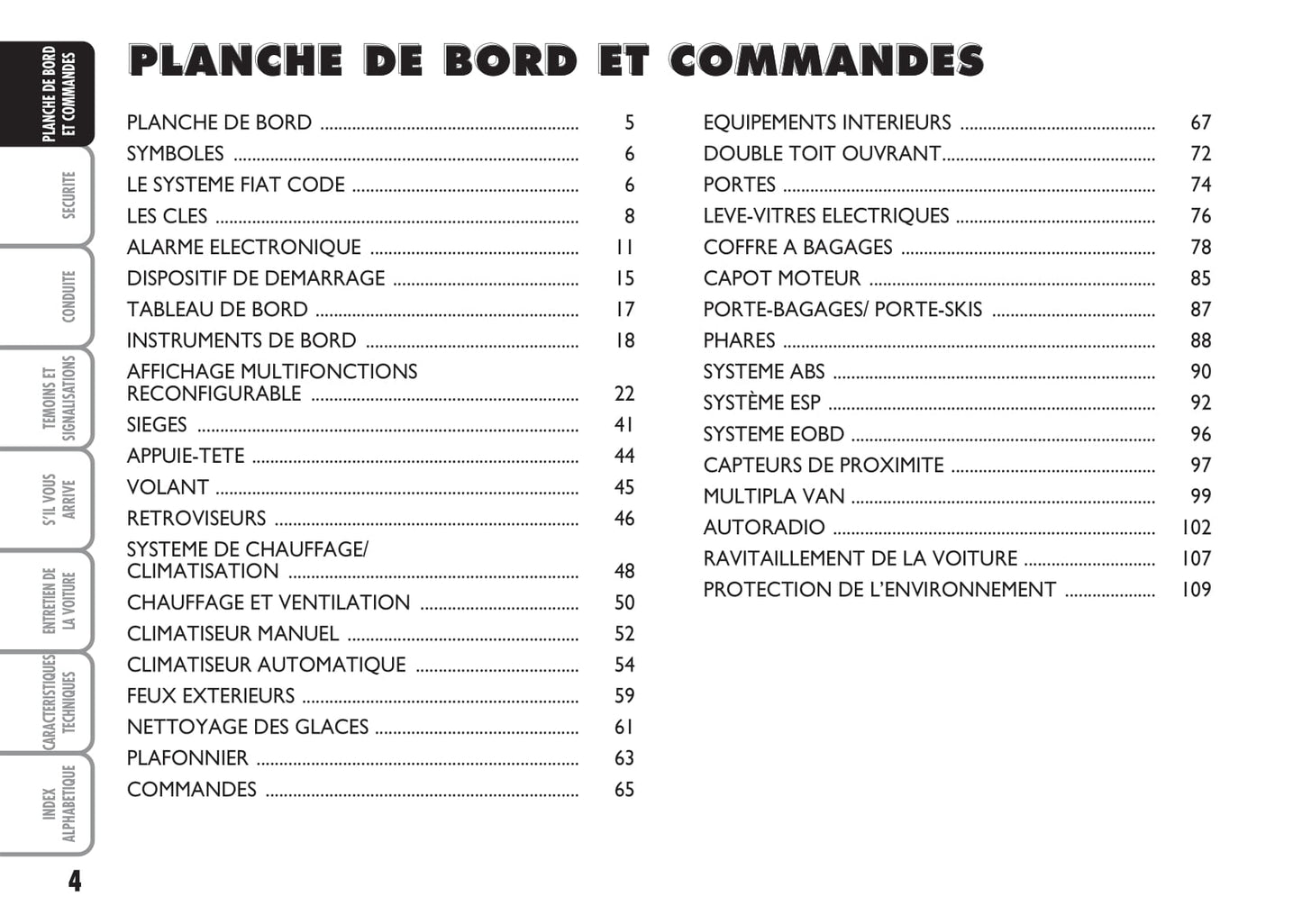 2004-2007 Fiat Multipla Manuel du propriétaire | Français