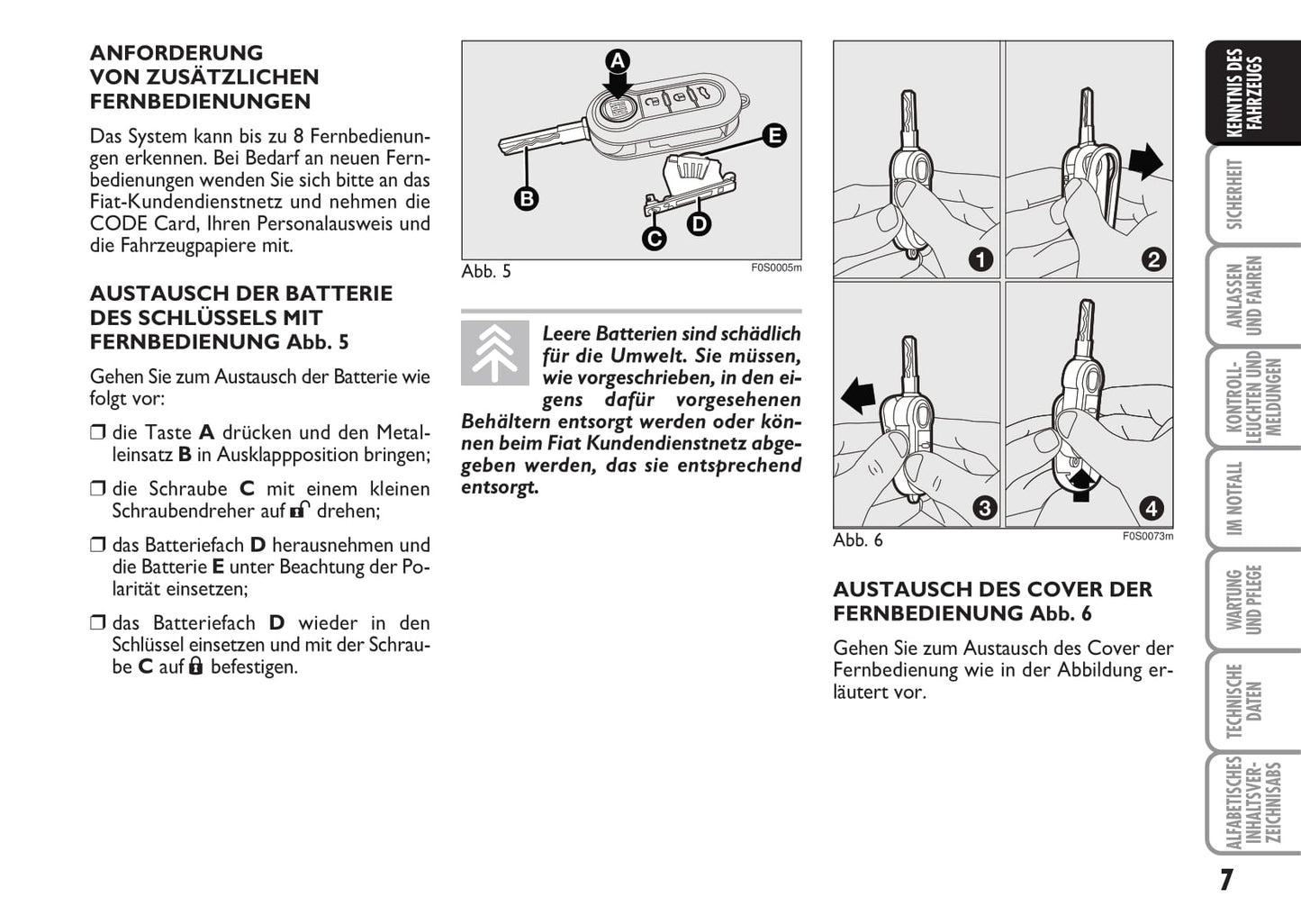 2010-2011 Fiat 500 Owner's Manual | German