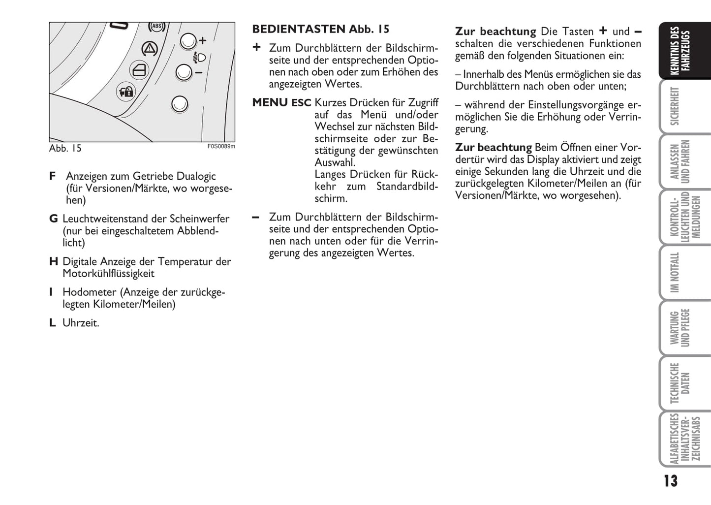 2010-2011 Fiat 500 Owner's Manual | German