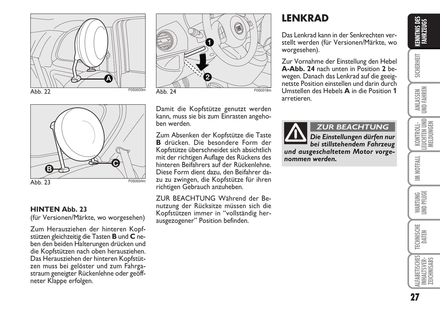 2010-2011 Fiat 500 Owner's Manual | German