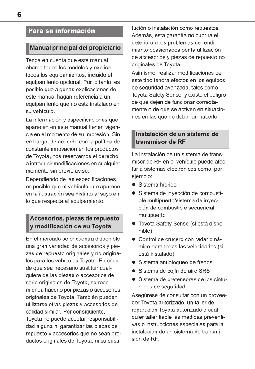 2021-2022 Toyota Yaris Cross Hybrid Owner's Manual | Spanish