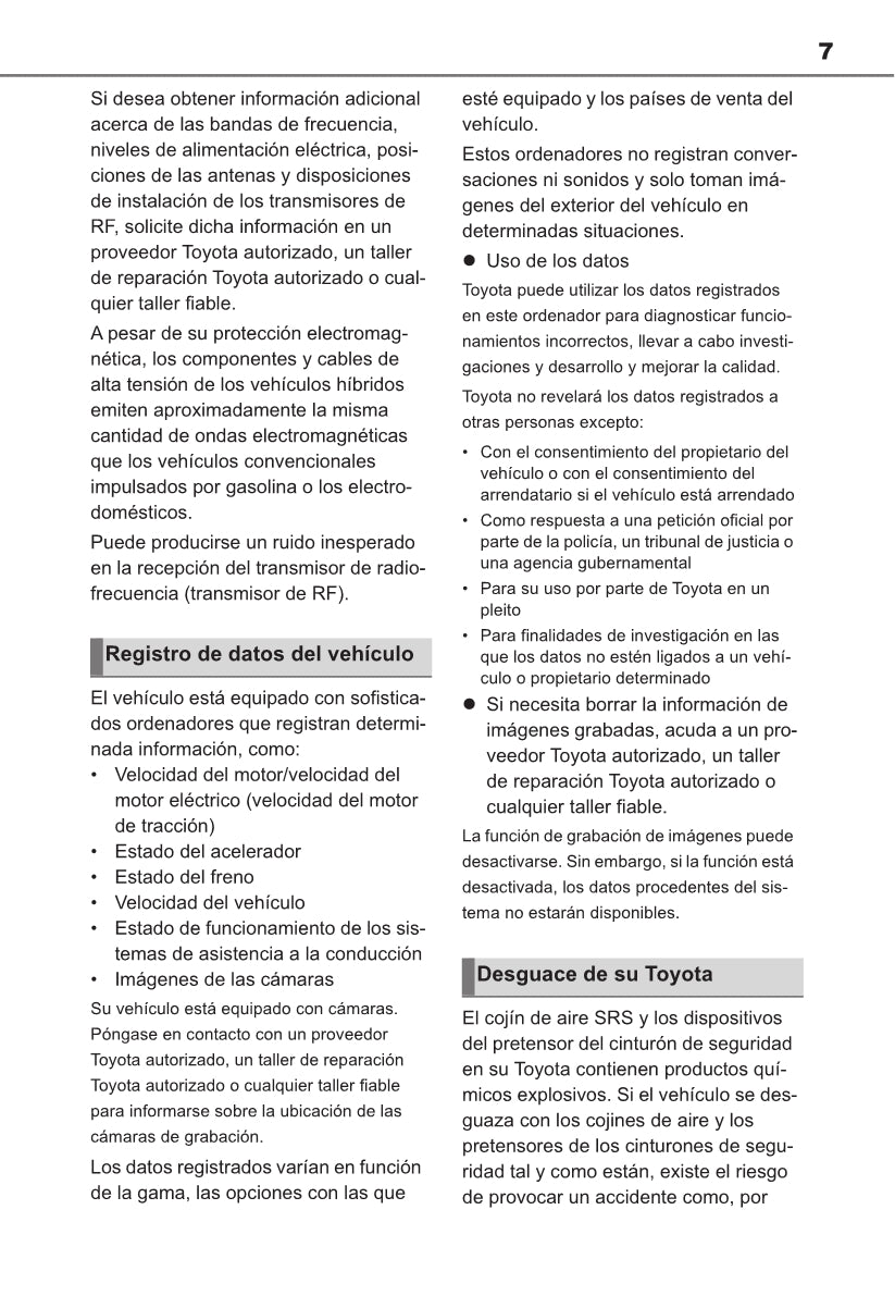 2021-2022 Toyota Yaris Cross Hybrid Owner's Manual | Spanish