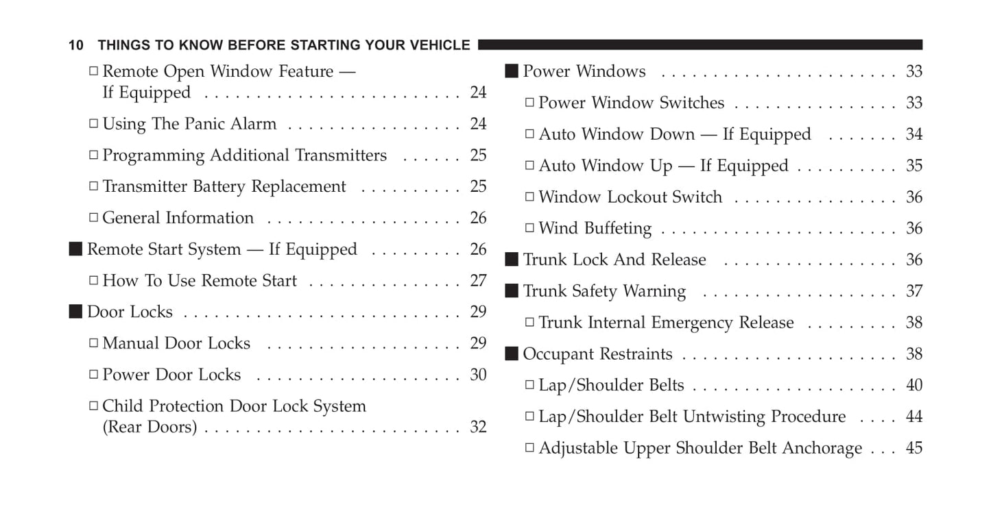 2007-2010 Chrysler Sebring Manuel du propriétaire | Anglais