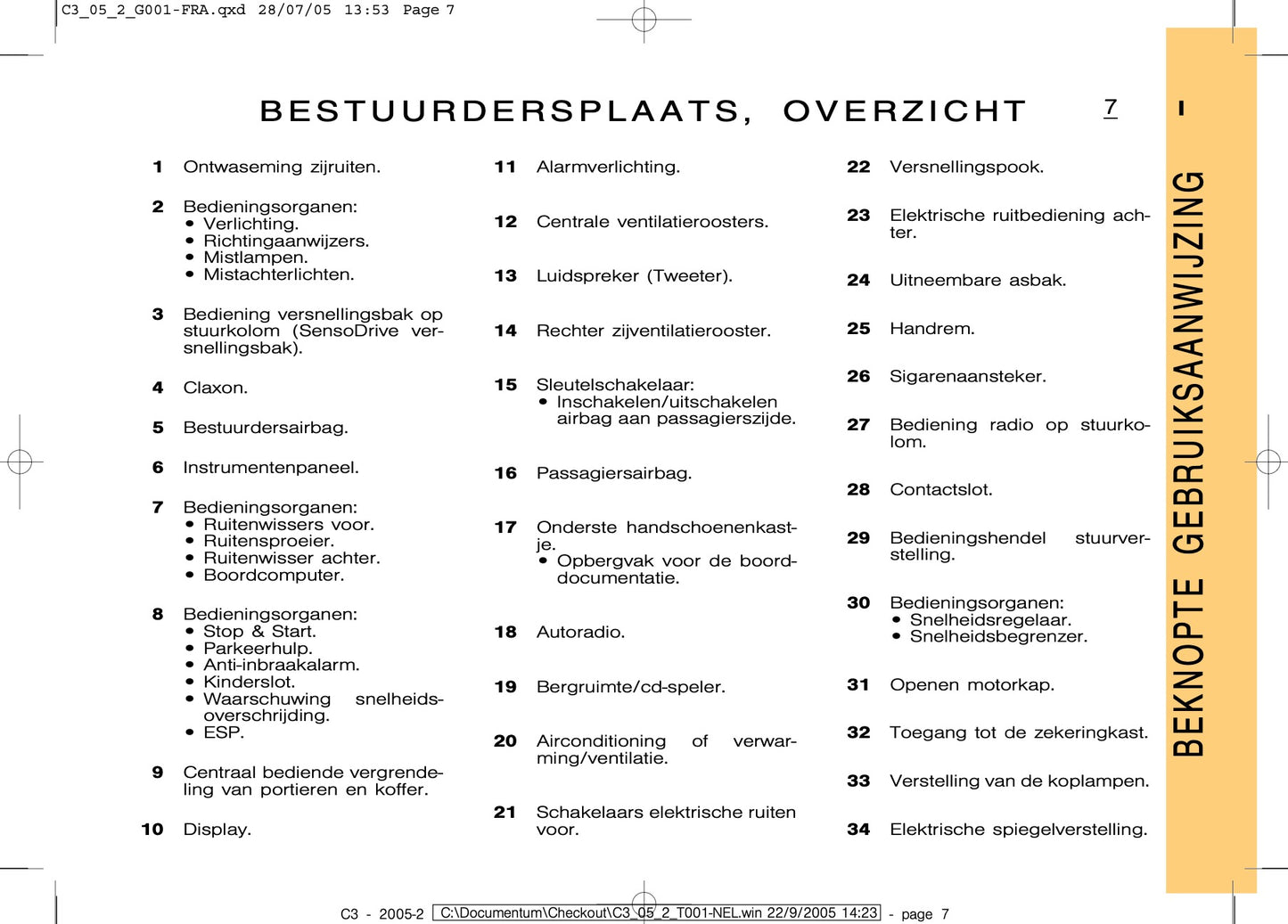 2005-2007 Citroën C3 Owner's Manual | Dutch