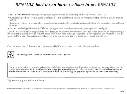 1999-2000 Renault Master Owner's Manual | Dutch