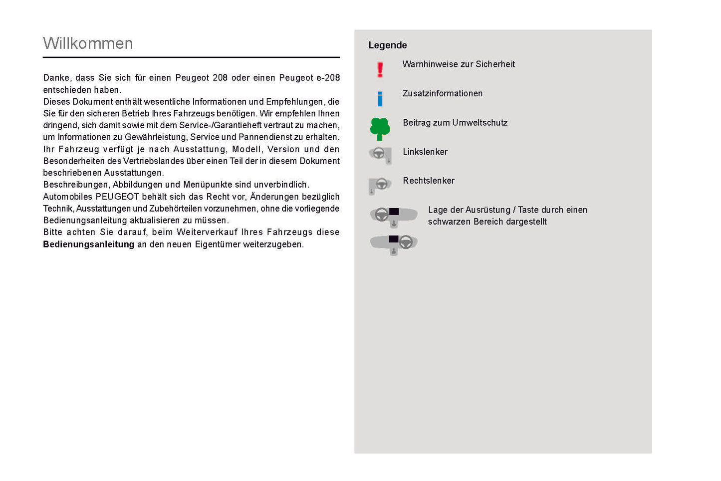 2019-2020 Peugeot 208/e-208 Owner's Manual | German