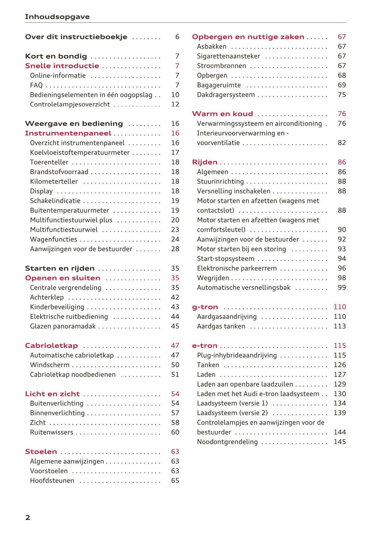 2017-2018 Audi A3/S3/RS 3 Owner's Manual | Dutch