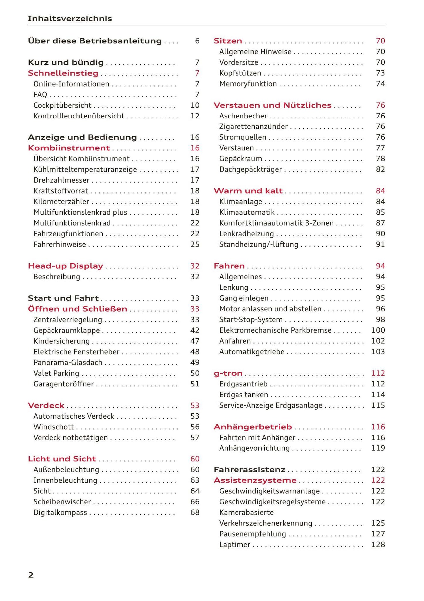 2017-2020 Audi A5/A5 Cabriolet/A5 Coupé/A5 Sportback/A5 Sportback g-tron Owner's Manual | German