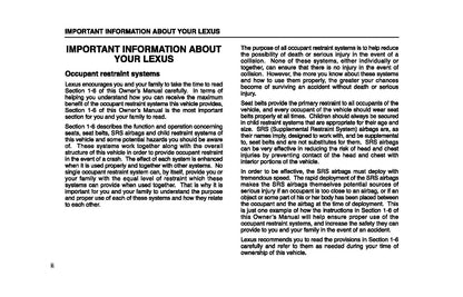 2004 Lexus LX Manuel du propriétaire | Anglais