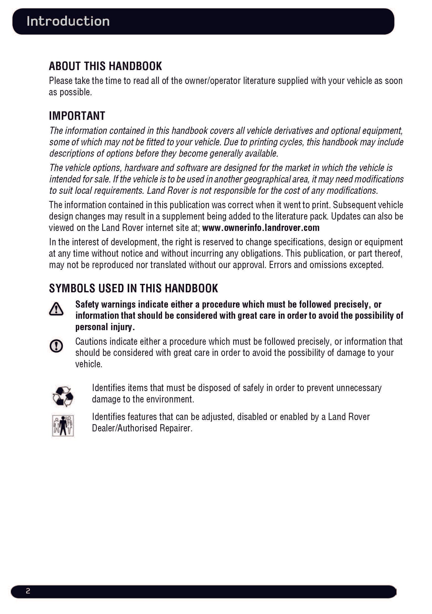 2012 Land Rover Defender Owner's Manual | English