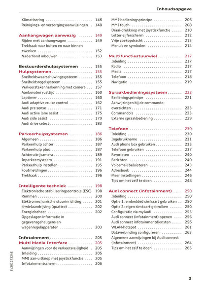 2017-2018 Audi A3/S3/RS 3 Owner's Manual | Dutch