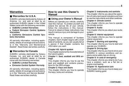 2020 Subaru Crosstrek Hybrid Owner's Manual | English