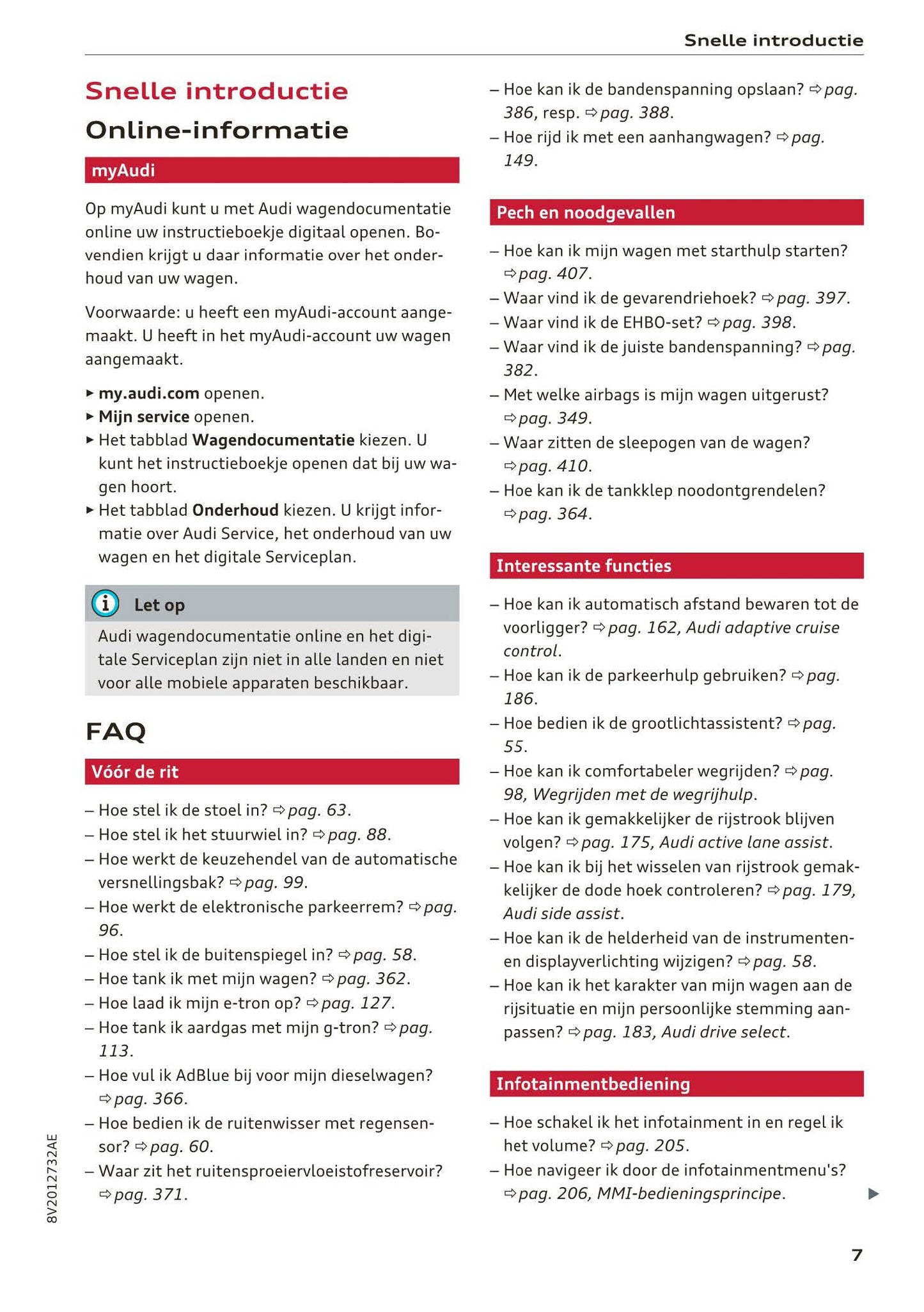 2017-2018 Audi A3/S3/RS 3 Owner's Manual | Dutch