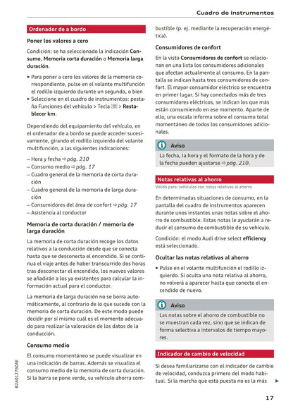 2018-2023 Audi A1 Sportback/A1 citycarver Owner's Manual | Spanish