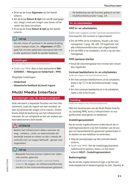 2018-2023 Audi A1 Owner's Manual | Dutch