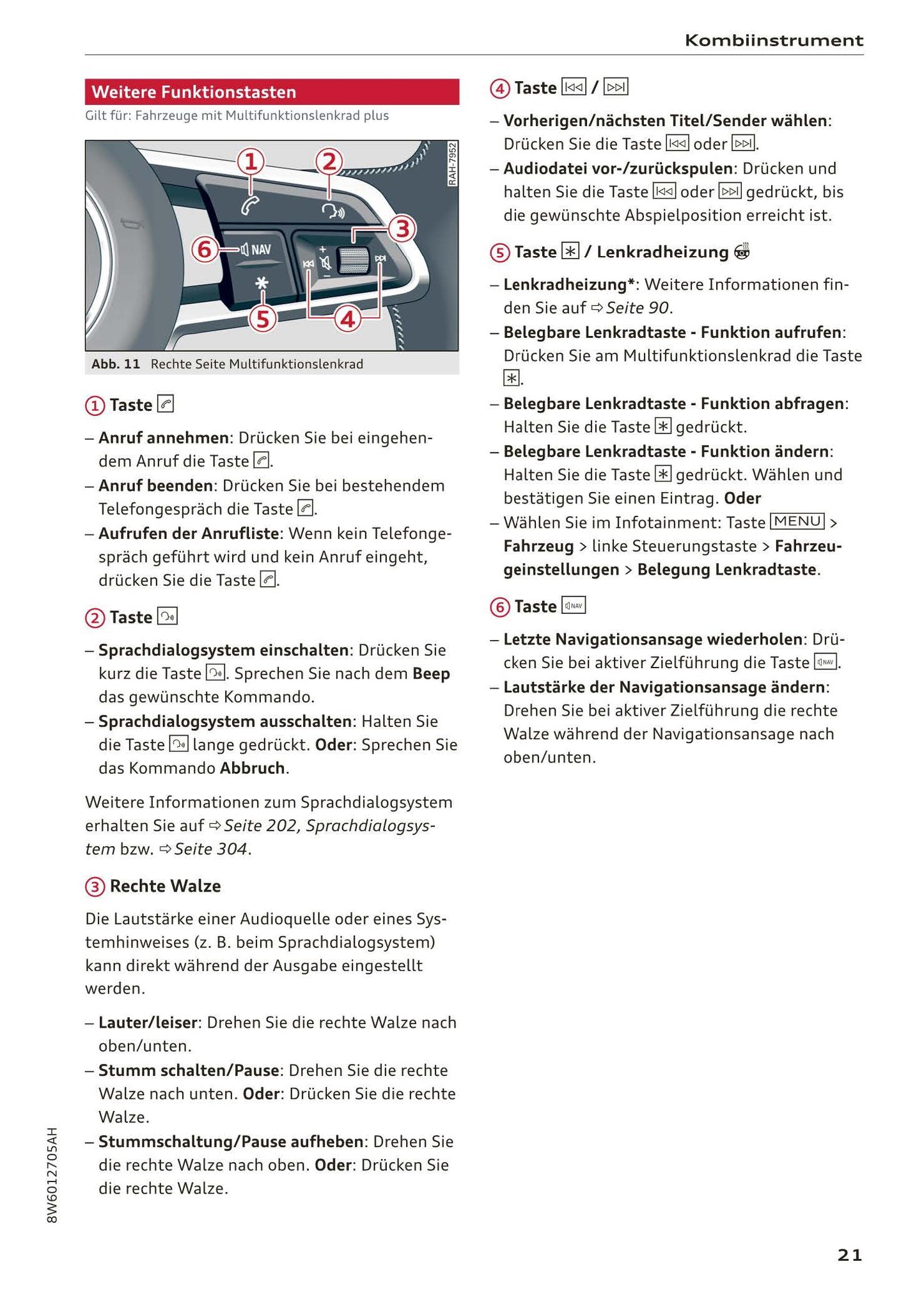 2017-2020 Audi A5/A5 Cabriolet/A5 Coupé/A5 Sportback/A5 Sportback g-tron Owner's Manual | German