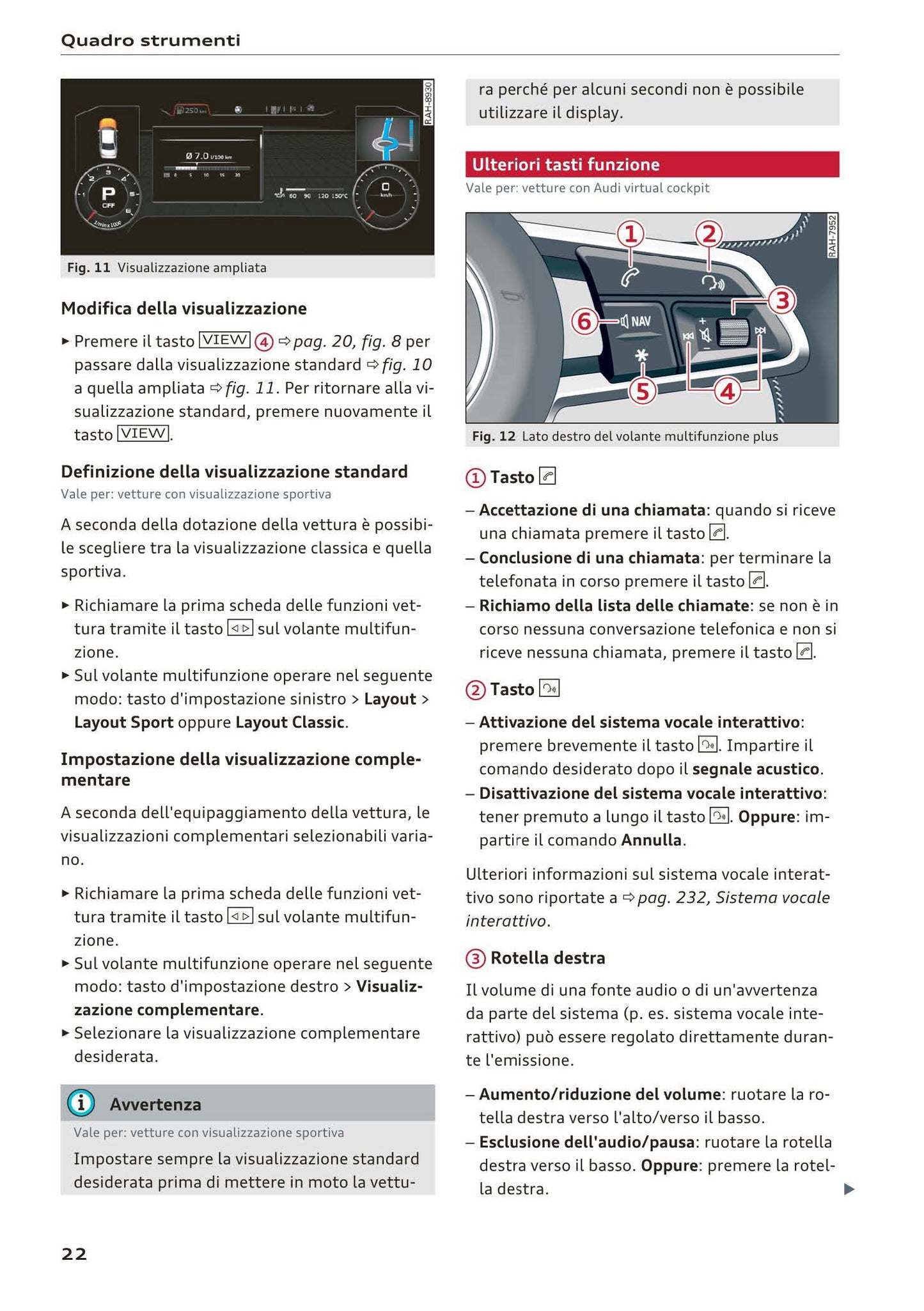 2016-2018 Audi A3/A3 Cabriolet/A3 Limousine/A3 Sportback/A3 Sportback e-tron/A3 Sportback g-tron/RS 3 Limousine/RS 3 Sportback/S3/S3 Cabriolet/S3 Limousine/S3 Sportback Owner's Manual | Italian