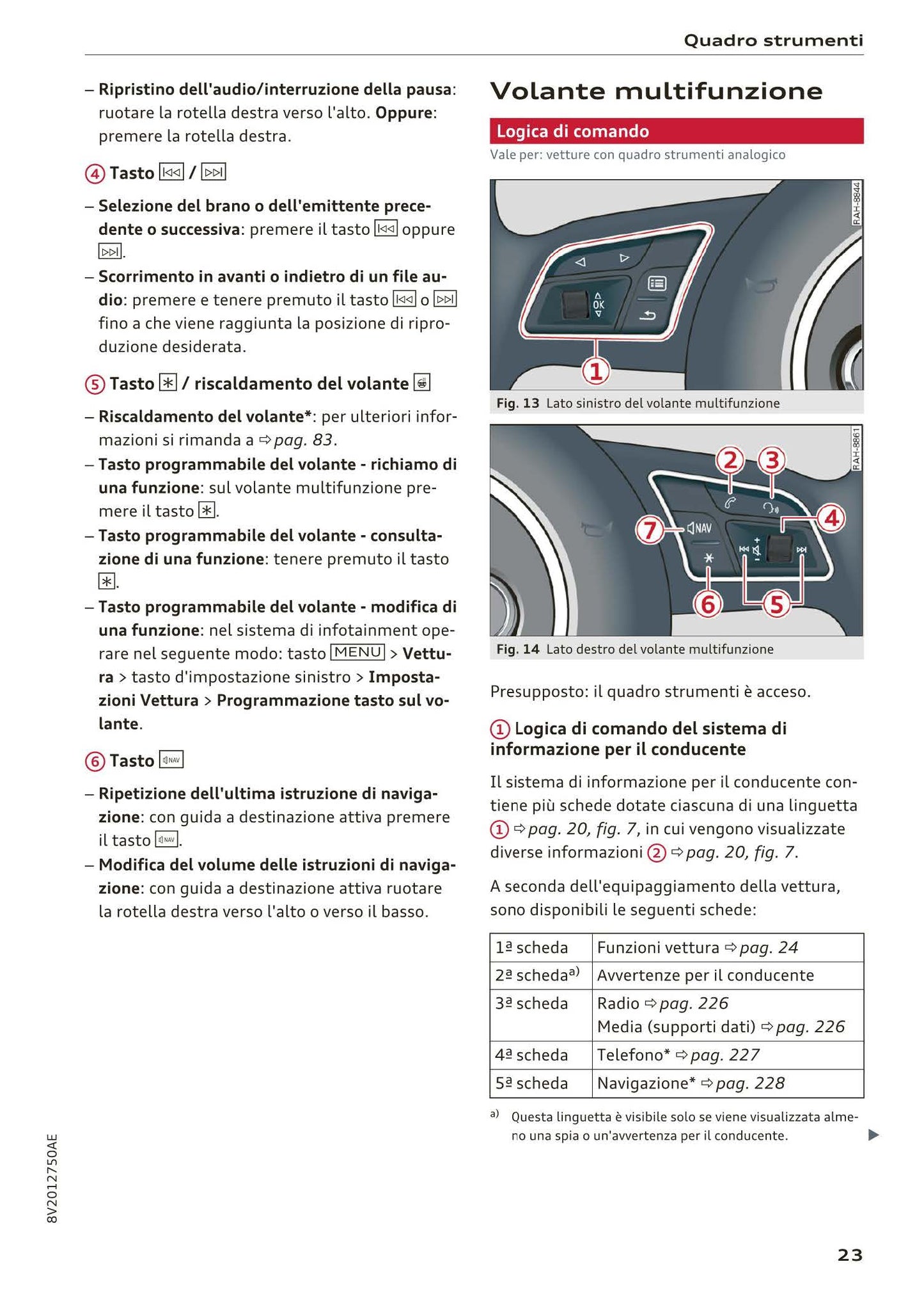 2016-2018 Audi A3/A3 Cabriolet/A3 Limousine/A3 Sportback/A3 Sportback e-tron/A3 Sportback g-tron/RS 3 Limousine/RS 3 Sportback/S3/S3 Cabriolet/S3 Limousine/S3 Sportback Owner's Manual | Italian