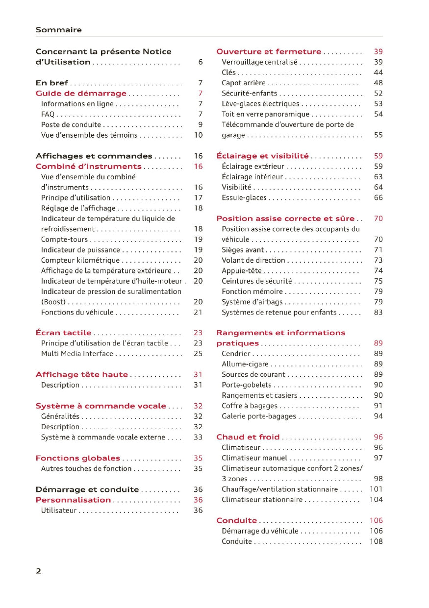 2020-2023 Audi A3 Limousine/A3 Sportback/A3 Sportback g-tron/S3 Limousine/S3 Sportback Owner's Manual | French