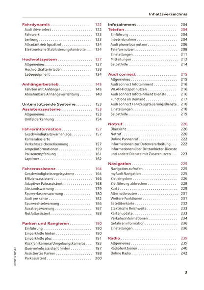 2020-2023 Audi A3 Limousine/A3 Sportback/A3 Sportback g-tron/S3 Limousine/S3 Sportback Owner's Manual | German